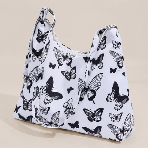 Hobo Umhängetasche Aus Nylon Mit Schmetterling Erdbeere Punktemuster Verstellbarem Riemen Lässige Achseltasche Damen Mädchen