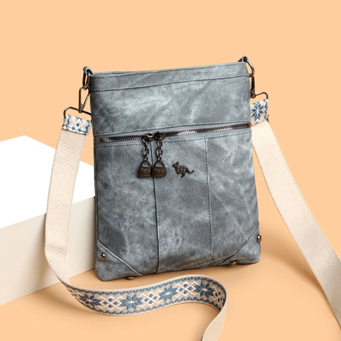 Sac Bandoulière En Toile Vintage Pour Femmes Avec Large Bandoulière Tissée Bohème Style Ethnique Rétro Multi Fermeture