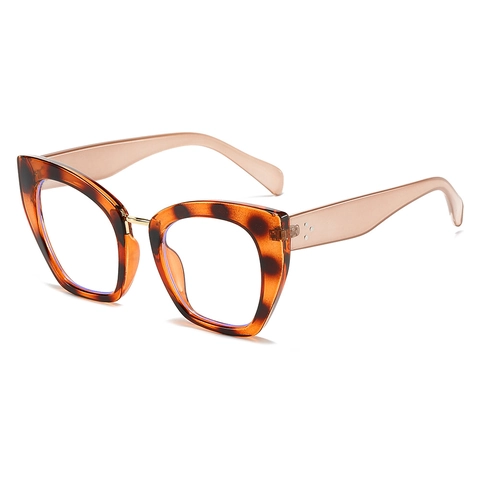 Montura De Gafas Cat Eye De Gran Tamaño Anti Luz Azul PC Metal Moda Mujeres Hombres Decoración De Remaches
