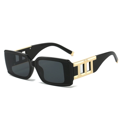 Square Frame Sunglasses PC Frame UV400 Protection Oversized Wide Leg Hollow Metal Decoration Fashion Retro Trendy