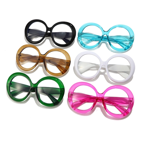 Übergroße Runde Brille Anti Blaulicht Mode Retro Dekorative Brille PC Material Für Männer Und Frauen