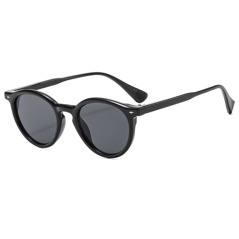 Retro Round Frame Sunglasses Vintage Rivet Decor UV400 Protection Fashion Eyewear For Men And Women AC Lens PC Frame