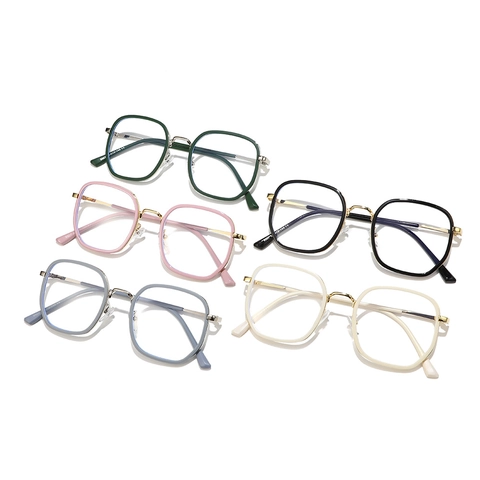 Montatura Per Occhiali Quadrati Oversize Anti Luce Blu Plastica Metallo Occhiali Ottici Moda Retrò Poligono Irregolare