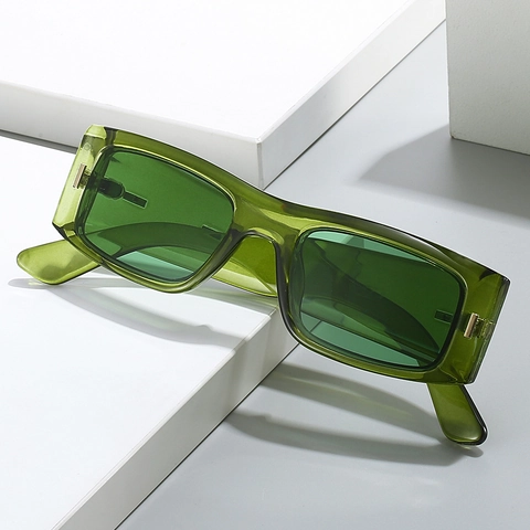 Occhiali Da Sole Rettangolari Retrò Montura Quadrata Protezione UV400 Materiale PC Accento Metallo Dorato Occhiali Unisex Di Tendenza