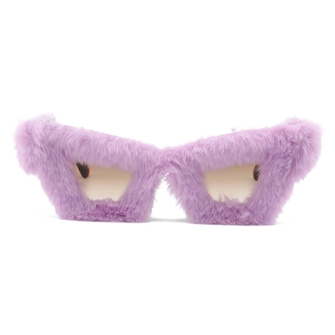 Occhiali Da Sole Occhio Di Gatto Con Bordo In Peluche Pelliccia Sintetica Protezione UV400 Occhiali Da Festa Moda