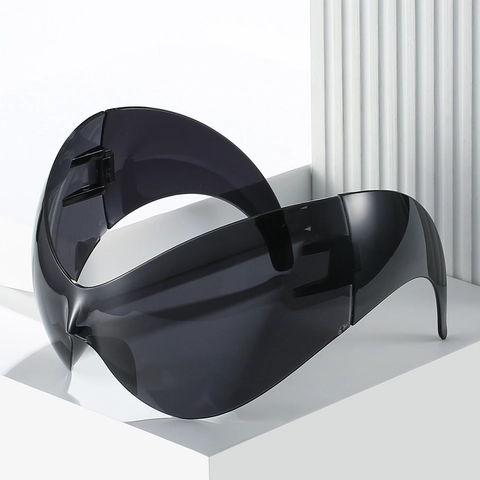 Futuristische Übergroße Integrierte Schild Sonnenbrille PC Rahmen UV400 Schutz Wrap Around Radsportbrille Für Herren Damen
