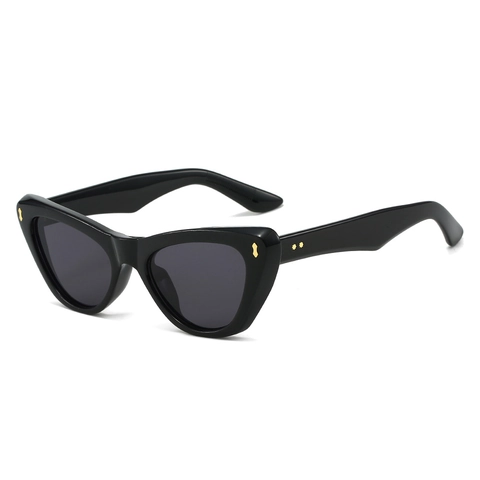 Occhiali Da Sole Cat Eye Retro Vintage Moda Donna UV400 Montatura PC Decorazione Rivetti Metallici Esterno