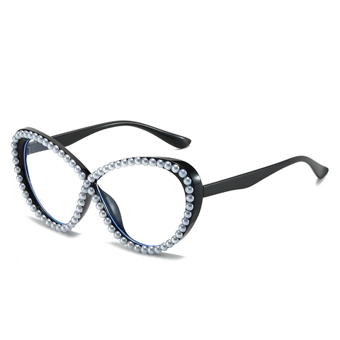 Lunettes Optiques Chat Pour Femmes Ornées De Künstliche Perles Anti Lumière Bleue Forme Infini Monture Papillon Accessoire De Mode