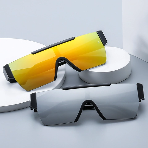 Randlose Shield Sonnenbrille PC Material UV400 Schutz Trendige Cyberpunk Oversized Brille Für Männer Und Frauen