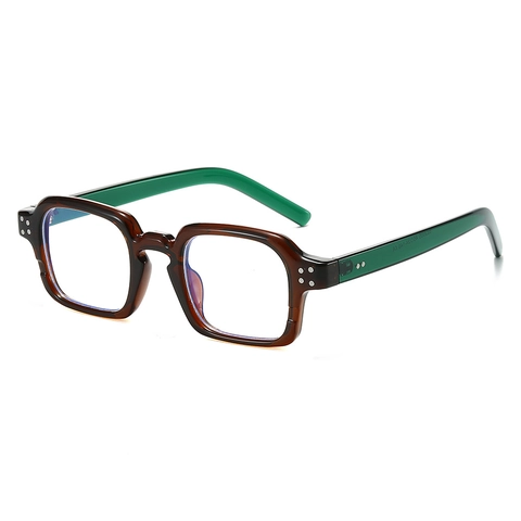 Montature Per Occhiali Ottici Quadrati Anti Luce Blu Retro Decorazione Con Rivetti Montatura In PC Per Donne Uomini Affari Moda