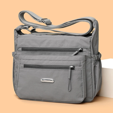 Sac Bandoulière En Nylon Pour Femmes Multi-Poches Grande Capacité Imperméable Sac À Épaule Décontracté Sangle Réglable