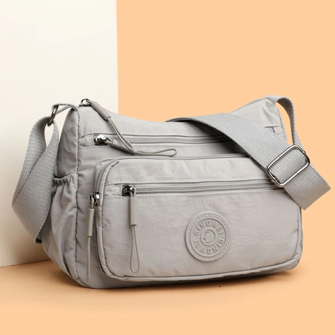 Borsa A Tracolla In Nylon Impermeabile Da Donna Tasche Multiple Con Cerniera Grande Capacità Stile Urbano Casual