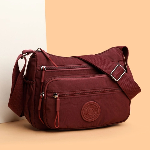Borsa A Tracolla In Nylon Impermeabile Da Donna Tasche Multiple Con Cerniera Grande Capacità Stile Urbano Casual