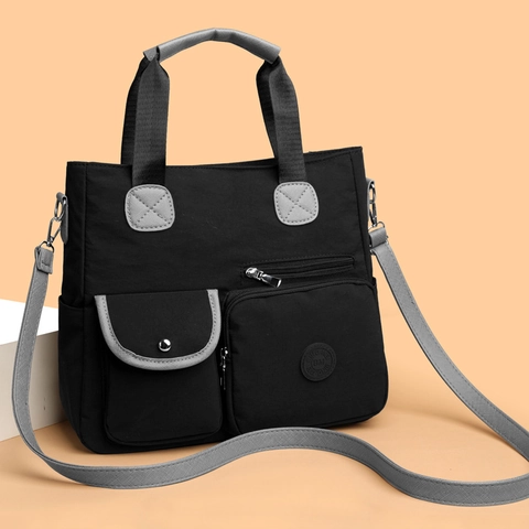 Bolso De Nailon Para Mujer Gran Capacidad Múltiples Bolsillos Funcional Bolso De Hombro Cruzado De Viaje Casual