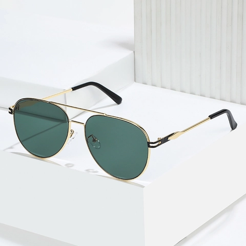 Gafas de Sol de Aviador Clásicas UV400 Montura de Metal Vintage Marco Grande Piloto Protección Solar Hombre Mujer