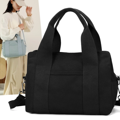 Canvas Tote Bag Multi Compartment Large Capacity Crossbody Handbag With Adjustable Strap For Women Daily Commute Casual
