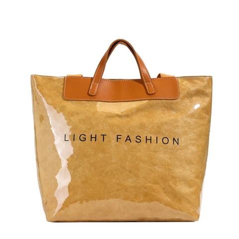 Fashion Vintage DuPont Paper PVC Waterproof Large Capacity Tote Bag For Women Retro Casual Shoulder Handbag