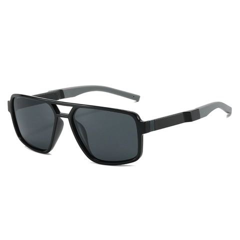 Lunettes De Soleil Polarisées Homme Monture Carrée Double Pont UV400 Verres PC TAC Vintage Conduite Plein Air