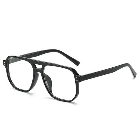 Retro Aviator Square Eyewear Frame Double Bridge Blue Light Blocking Plain Glasses Men Women PC Fashion Optical Eyeglasses