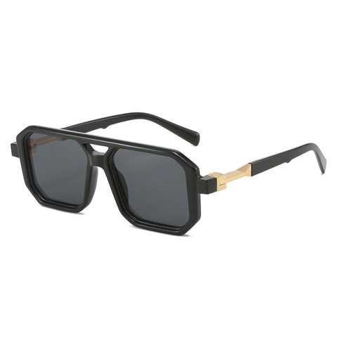 Lunettes De Soleil Carrées Rétro Double Pont Monture Et Verres En PC Protection UV400 Style Surdimensionné Pour Hommes Femmes