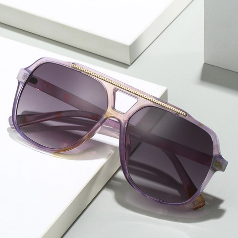 Occhiali Da Sole Aviator Vintage Retro Doppio Ponte Montatura Grande PC Metallo Protezione UV400 Unisex Per Uomo E Donna