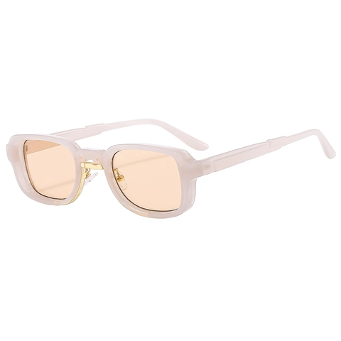 Lunettes De Soleil Carrées Rétro Mode Monture Étroite Protection UV400 Pont Métallique Accessoire Versatile Hommes Femmes