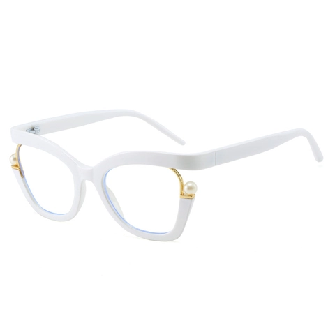 Montatura Occhiali Occhio Di Gatto Per Donna Con Künstliche Perle Anti Luce Blu Arcobaleno Plastica Metallo Moda Retro