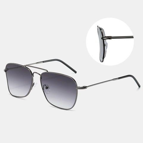 Occhiali Da Sole Aviator Montatura In Metallo Quadrata Doppio Ponte Protezione UV400 Lenti PC Moda Retro Uomini Donne