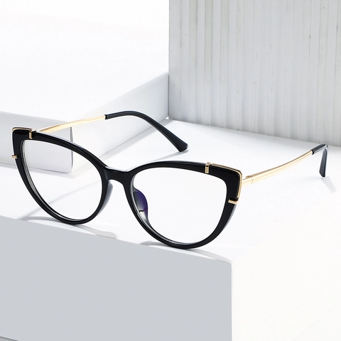 Occhiali Anti Luce Blu Gatto Moda Montatura Metallo TR90 Affaticamento Visivo Lenti Trasparenti Donna