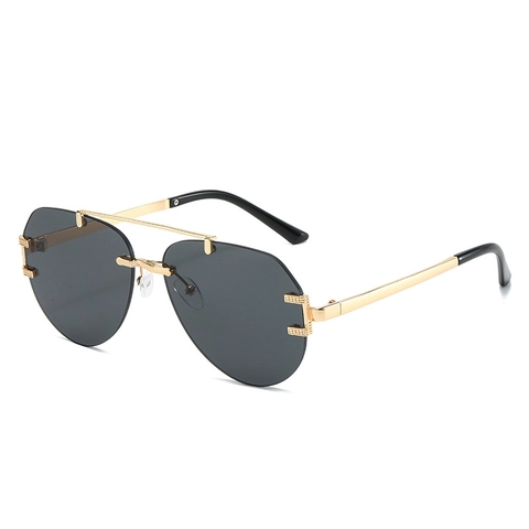 Übergroße Randlose Pilotenbrille Metallrahmen UV400 Schutz Doppelbrücke Mode Brille Trendiger Stil Unisex