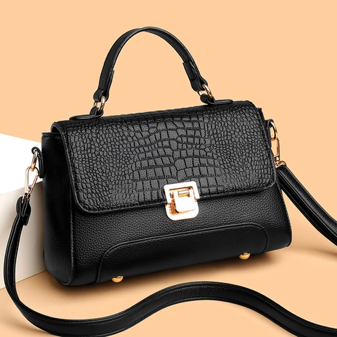 Bolso Bandolera Mujer Patrón Cocodrilo Cuero PU Bolso De Mano Gran Capacidad Moda Conmutar Simple Elegante Bolso De Hombro