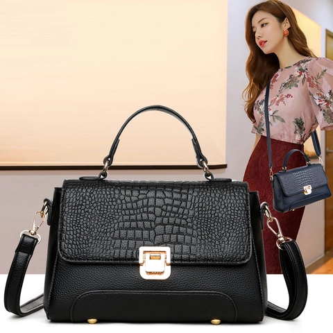 Bolso Bandolera Mujer Patrón Cocodrilo Cuero PU Bolso De Mano Gran Capacidad Moda Conmutar Simple Elegante Bolso De Hombro
