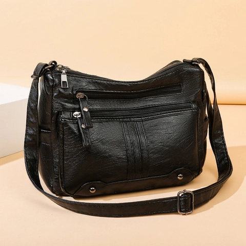 Borsa A Tracolla Retro Da Donna In Morbida Pelle PU Con Tasche Multiple A Cerniera Grande Capacità Borsa Vintage Casual