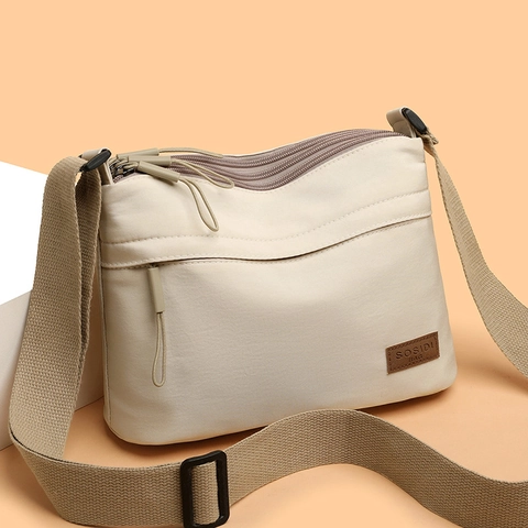 Dames Nylon Schoudertas Waterbestendig Multi-Layer Grote Capaciteit Verstelbare Riem Casual Fashion Handtas