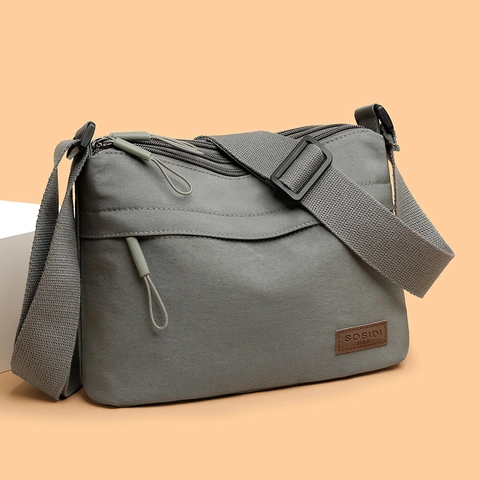Dames Nylon Schoudertas Waterbestendig Multi-Layer Grote Capaciteit Verstelbare Riem Casual Fashion Handtas