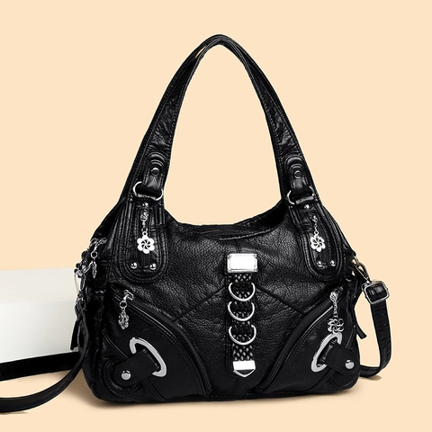 Borsa A Spalla Vintage In Pelle PU Da Donna Grande Capacità Tasche Multiple Borsa A Tracolla Stile Retrò