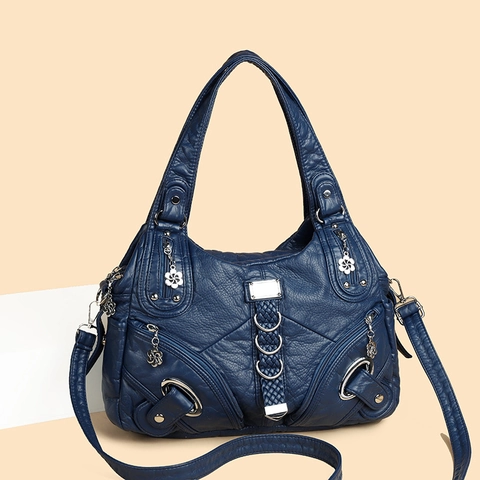 Borsa A Spalla Vintage In Pelle PU Da Donna Grande Capacità Tasche Multiple Borsa A Tracolla Stile Retrò