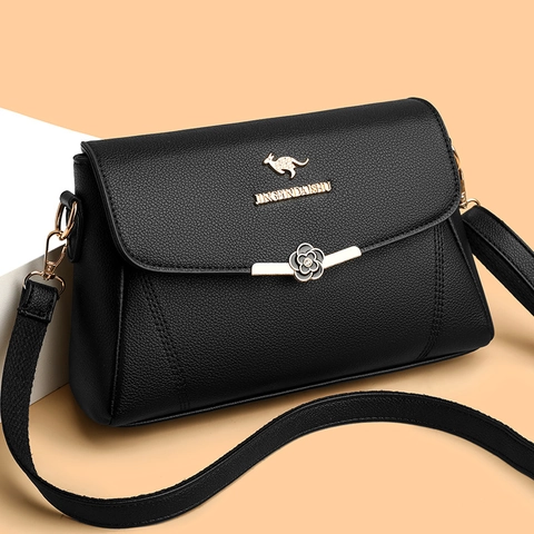 Elegante Dames Crossbodytas PU Leer Met Lychee Patroon Schoudertas Met Bloemgesp En Verstelbare Riem