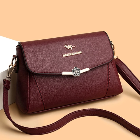 Elegante Dames Crossbodytas PU Leer Met Lychee Patroon Schoudertas Met Bloemgesp En Verstelbare Riem