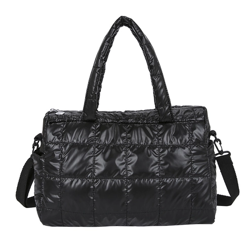 Borsa A Tracolla Trapuntata Lucida Da Donna Borsa A Mano In Nylon Metallizzato Di Grande Capacità Con Tracolle Rimovibili Regolabili