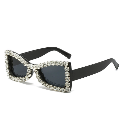Strass Schmetterling Sonnenbrille Übergroß Funkelnd UV400 Schutz PC Rahmen Vintage Party Disco Mode Für Damen Herren