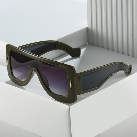 Futuristic Shield Sunglasses Oversized Square Frame One Piece PC Fashion Eyewear For Men And Women UV400 Protection