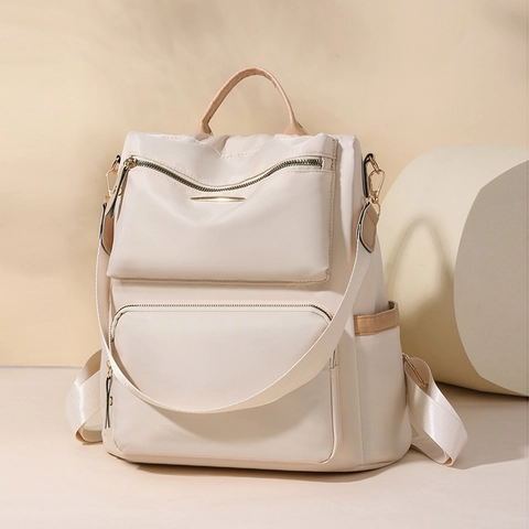 Fashion Backpack Women Nylon Minimalist Large Capacity Multi Pocket Travel Rucksack Lightweight Waterproof Urban Versatile