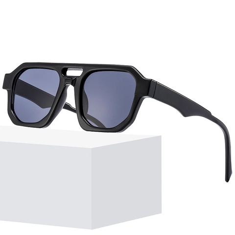 Lunettes De Soleil Géométriques Carrées À Double Pont Style Pilote UV400 Mode Rétro Pour Hommes Femmes