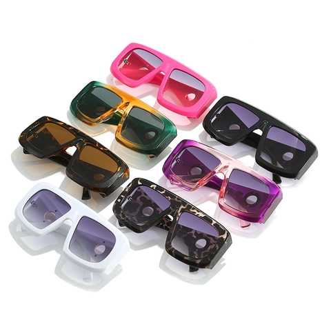 Oversized Square Sunglasses Retro Geometric Frame UV400 Protection PC Lens Golden Metal Round Decor Fashion Eyewear
