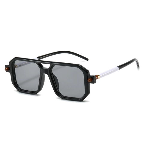 Occhiali Da Sole Quadrati Geometrici Retrò Oversize Per Uomo Donna Protezione UV400 Doppio Ponte Montatura PC Lenti AC Moda