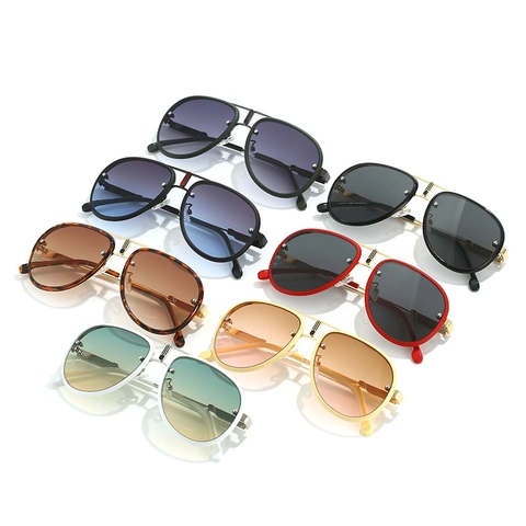 Retro Pilotenbrille Für Damen Herren Doppelsteg Metall Kunststoff Rahmen UV400 Schutz PC Gläser Mode Brillen
