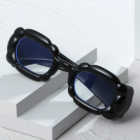 Hip Hop Fashion Puffy Square Anti Blue Light Glasses For Women Y2K Inflatable Cloud Frame Eyewear Decorative Streetwear Glasses