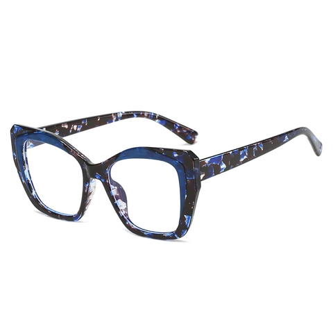 Monture De Lunettes Œil De Chat TR90 Anti Lumière Bleue Irrégulière Mode Couleur Contrastée Pour Femmes