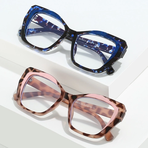 Monture De Lunettes Œil De Chat TR90 Anti Lumière Bleue Irrégulière Mode Couleur Contrastée Pour Femmes